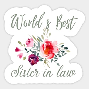 World's best sister-in-law sister in law shirts cute with flowers Sticker